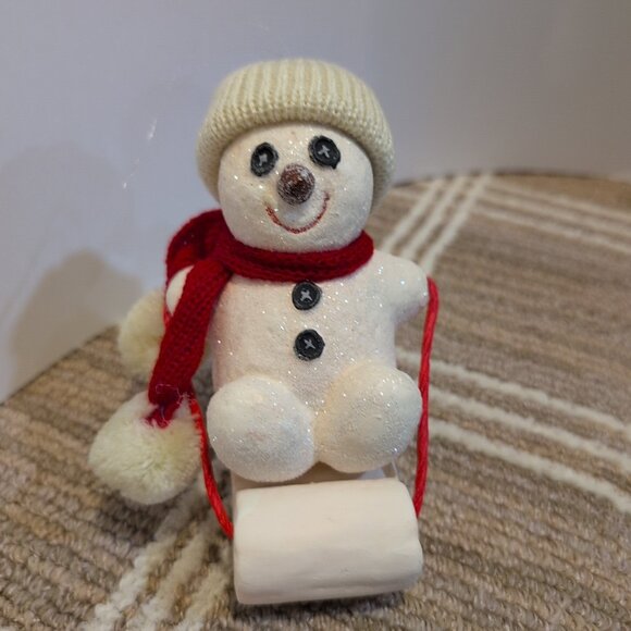Dept Department 56 BILLY BUTTONS Snowman on Sled Figure Christmas Ornament - Picture 2 of 6